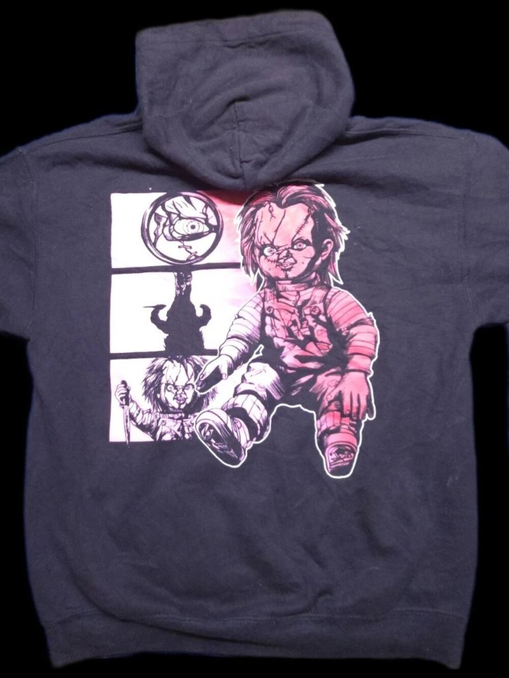 VTG Chucky Hoodie Child’s Play Horror Movie Graphic Black Men’s M - Picture 2 of 6